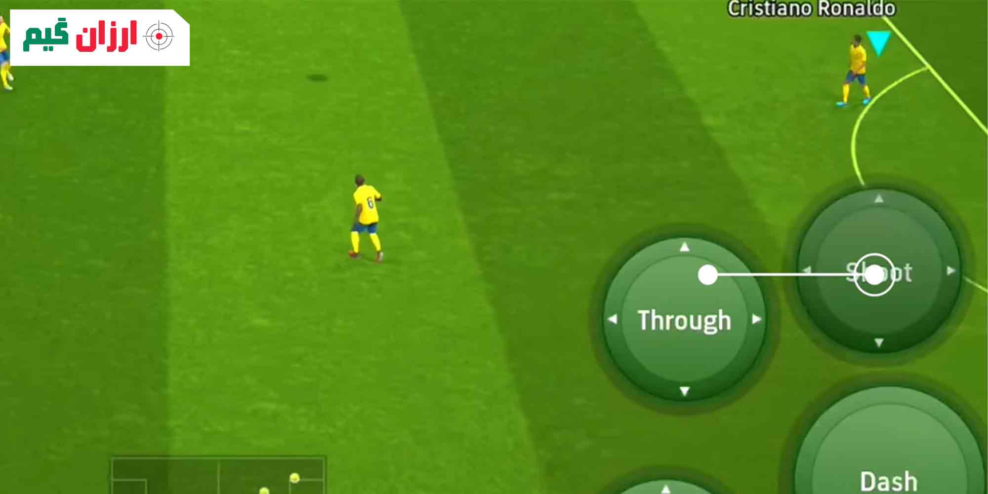 دکمه شوت در برگردون زدن در ای فوتبال